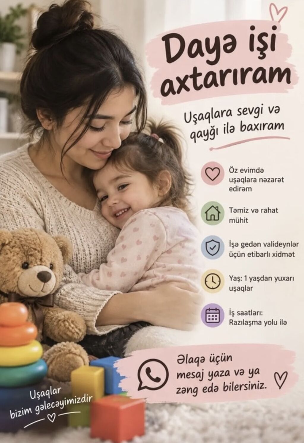 Daya xidməti – uşaqlara sevgi və qayğı ilə baxım - Uşaqlara öz evimdə