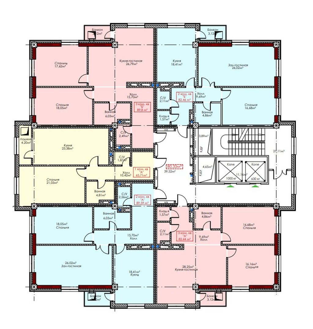 2 комнаты, 90 м², Южная Магистраль Элитка, 10 этаж, ПСО (под самоотделку): фото 5