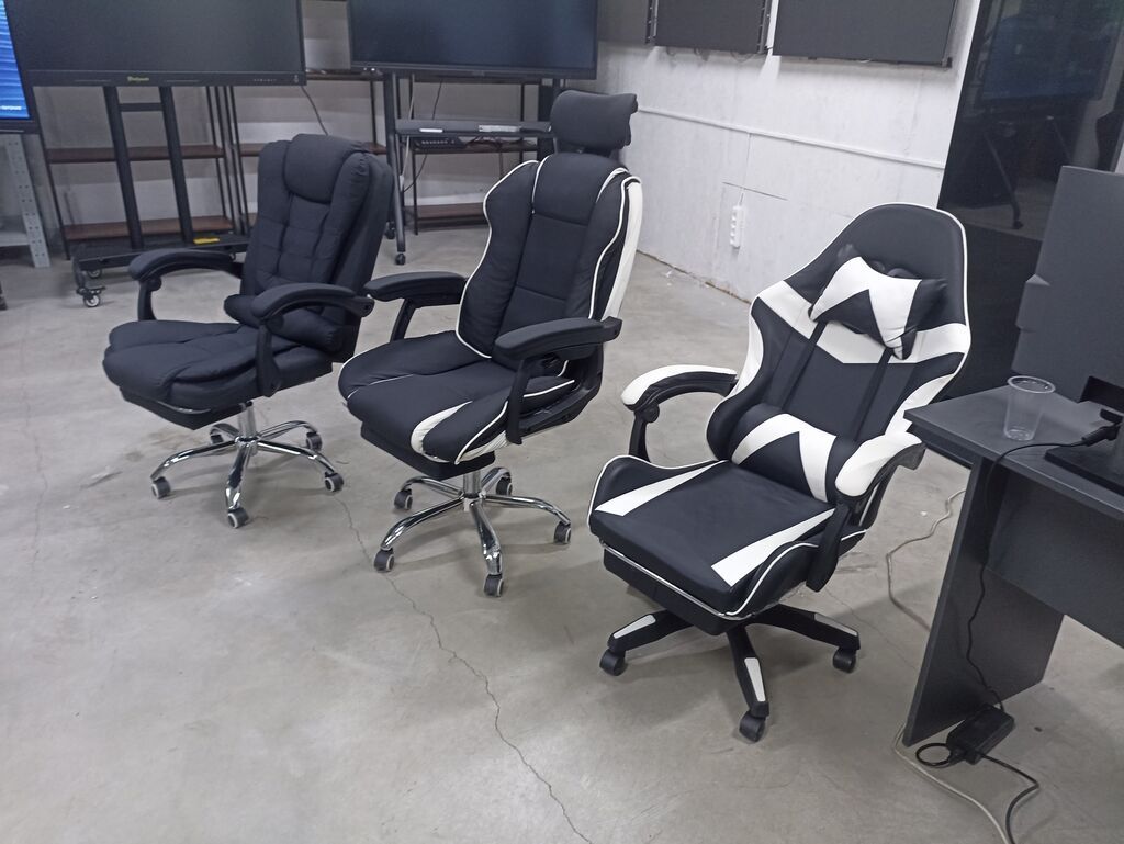 Игровое кресло, Новый, С колесиками, цвет - Черный, Экокожа: фото 5
