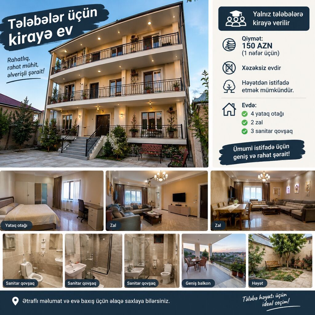 Tələbə xanımlar üçün kirayə ev (işləyən xanımlar da ola bilər)