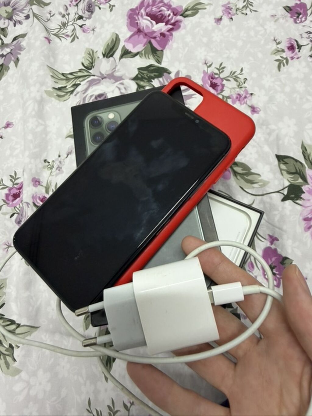 IPhone 11 Pro Max, Б/у, 256 ГБ, Matte Midnight Green, Зарядное устройство: фото 4