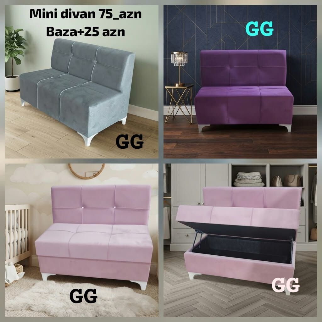 Mini divan – kompakt ölçülü, müasir dizaynlı oturacaq. - Yumşaq