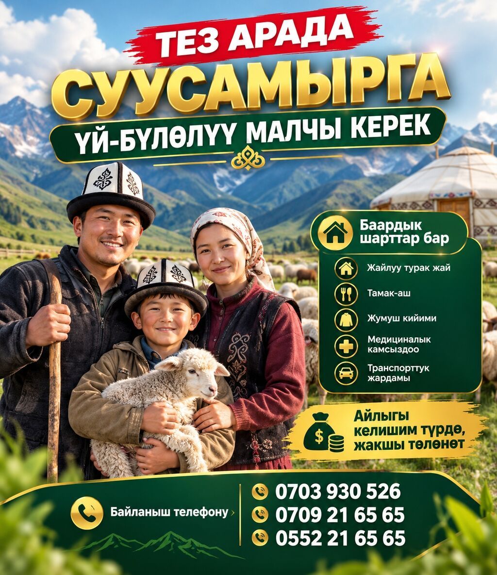 Требуется скотник в Суусамыр