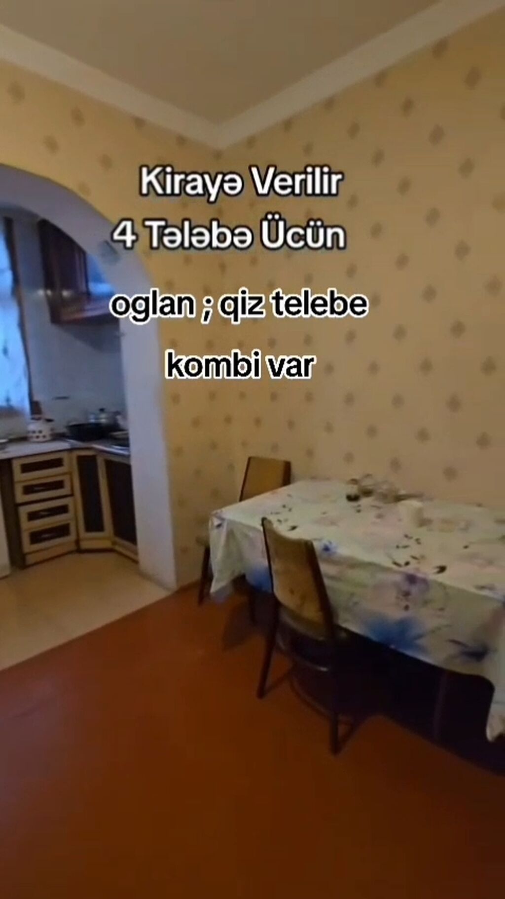 Kirayə mənzil – 4 tələbə üçün - Oğlan və ya qız tələbələr üçün