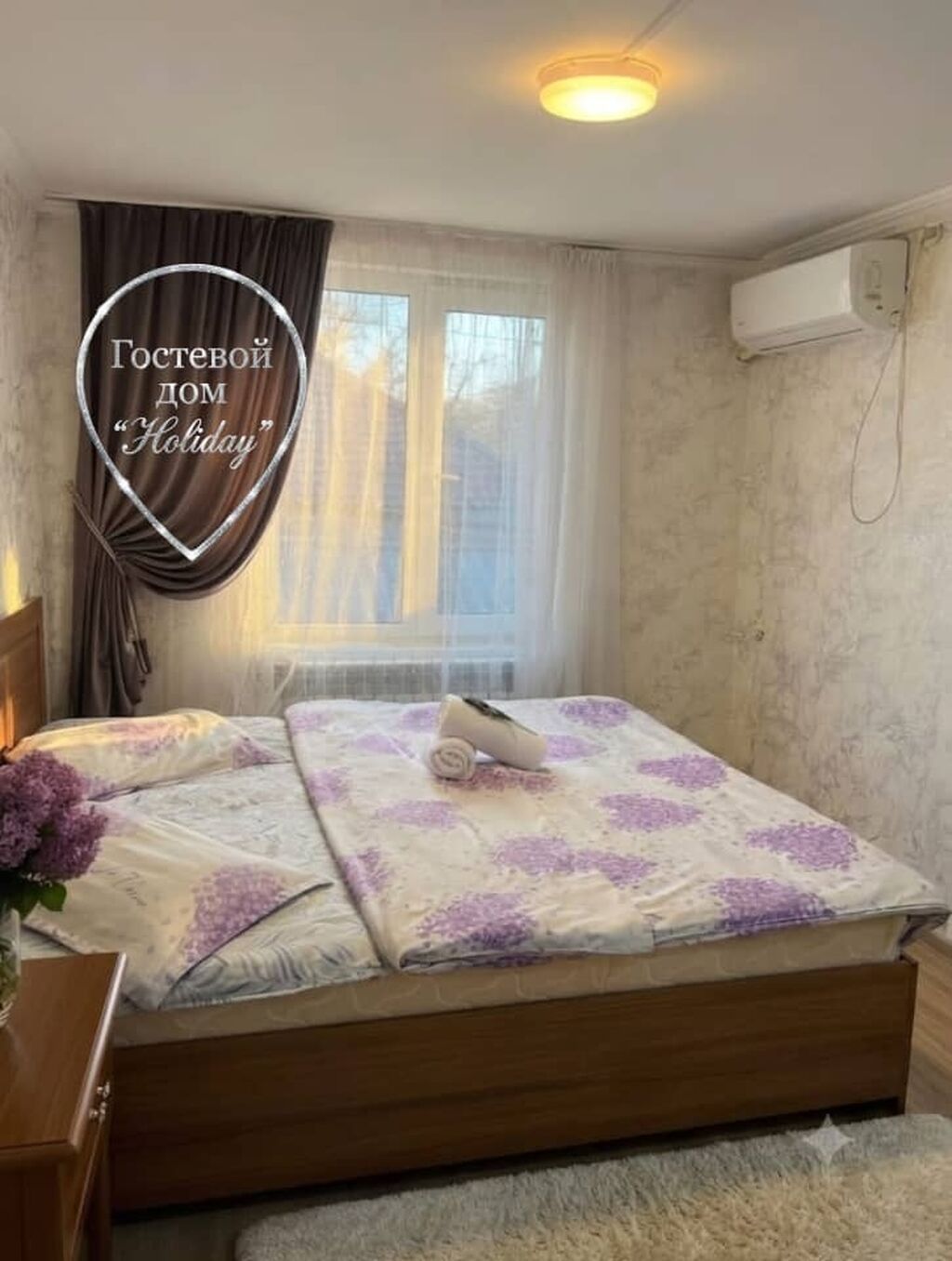 1 комната, Пишпек, Душевая кабина, Постельное белье, Кондиционер: фото 5