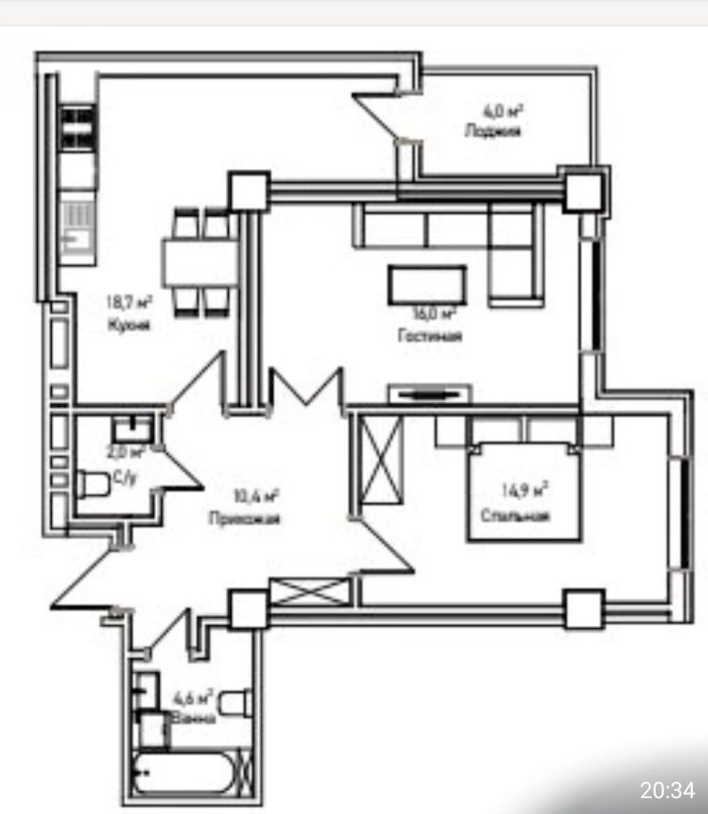 2 комнаты, 70 м², Технопарк Элитка, 2 этаж, ПСО (под самоотделку): фото 4