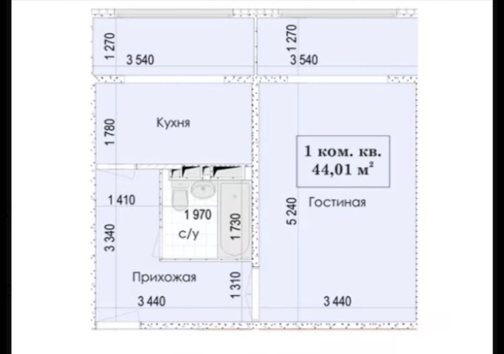 1 комната, 45 м², ул. Гагарина Элитка, 4 этаж, ПСО (под самоотделку): фото 2