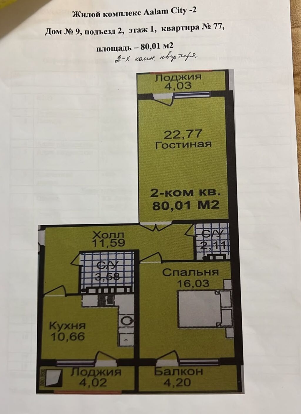 Продам 2-комнатную квартиру 80 м² в ЖК Аалам Сити 2: фото 2