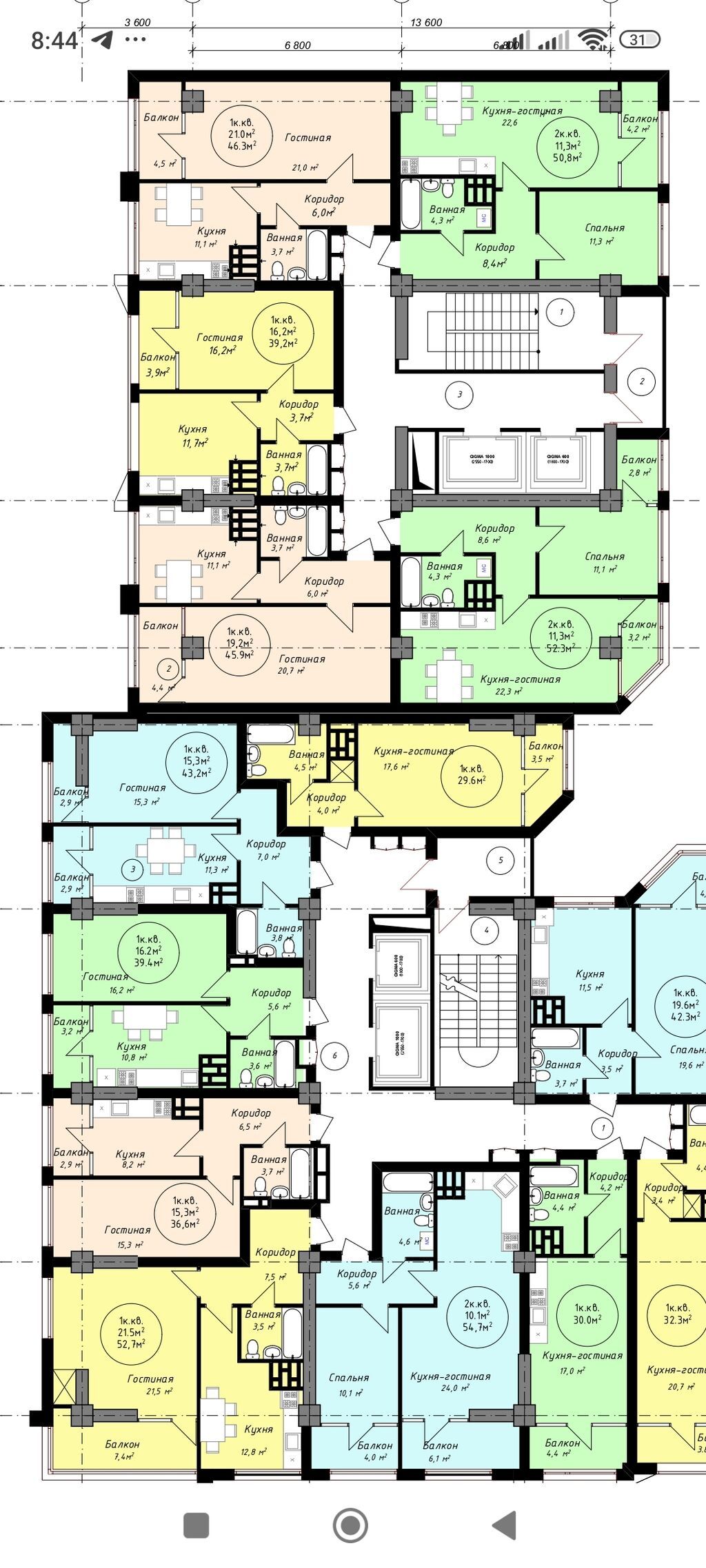 1 комната, 52 м², парк Фучика Элитка, 12 этаж, ПСО (под самоотделку): фото 3