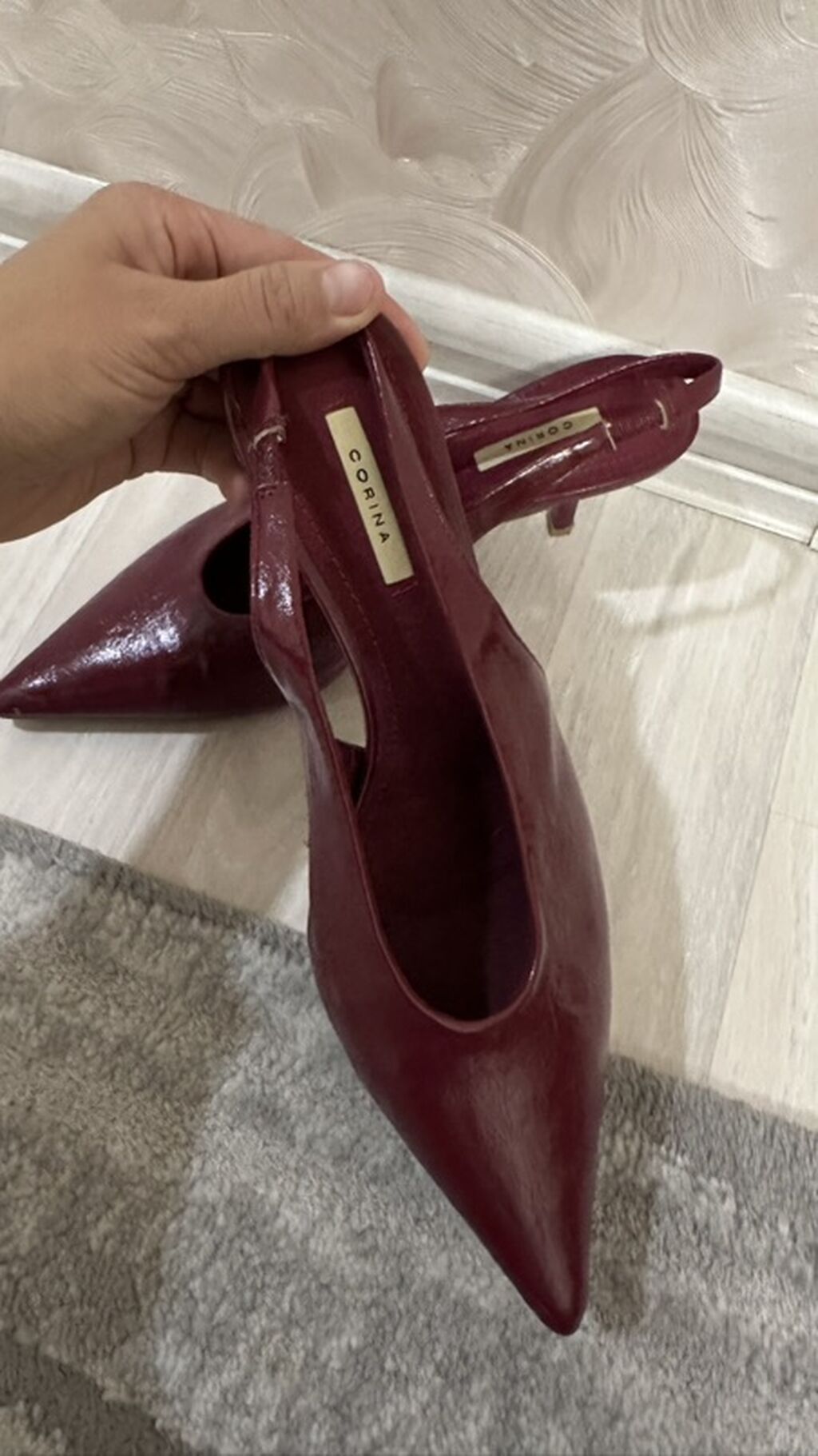 Лодочки CORINA с открытой пяткой (slingback) - Цвет: бордовый (винный: фото 4
