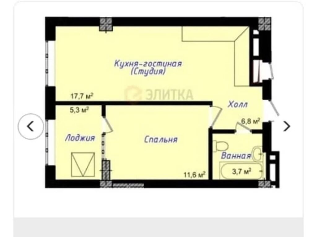 1 комната, 42 м², Аламедин-1 мкр Элитка, 2 этаж, ПСО (под самоотделку): фото 8