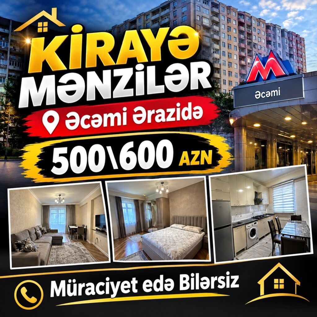 Ofis Haqki Var!!! Əcəmi metrosu yaxınlığında kirayə mənzillər -
