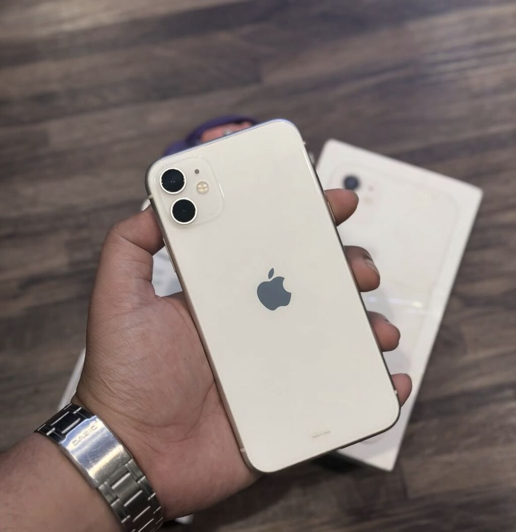 IPhone 11, 128 GB, Ağ, Zəmanət, Simsiz şarj, Face ID