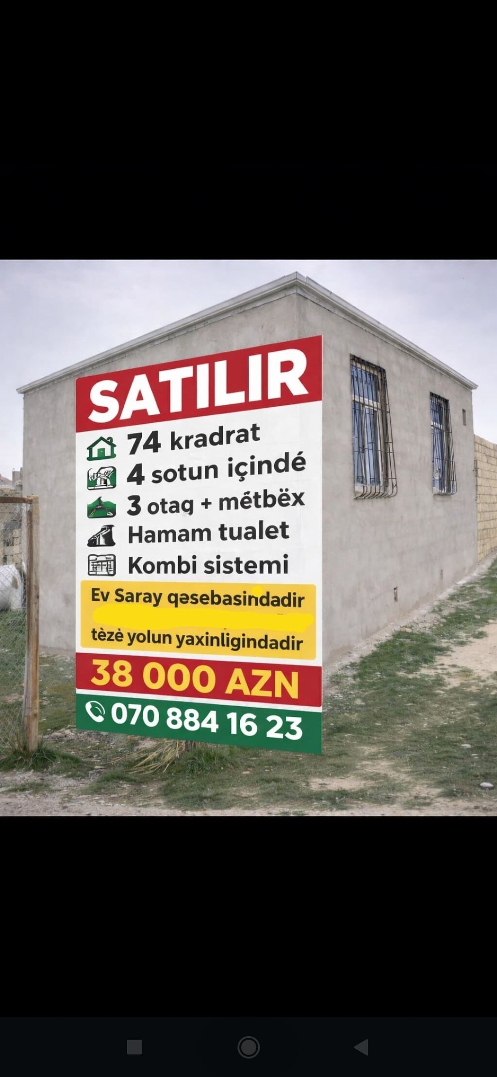 3-room house for sale in Saray, 74 m², 38 000 AZN, photo 2 / 2