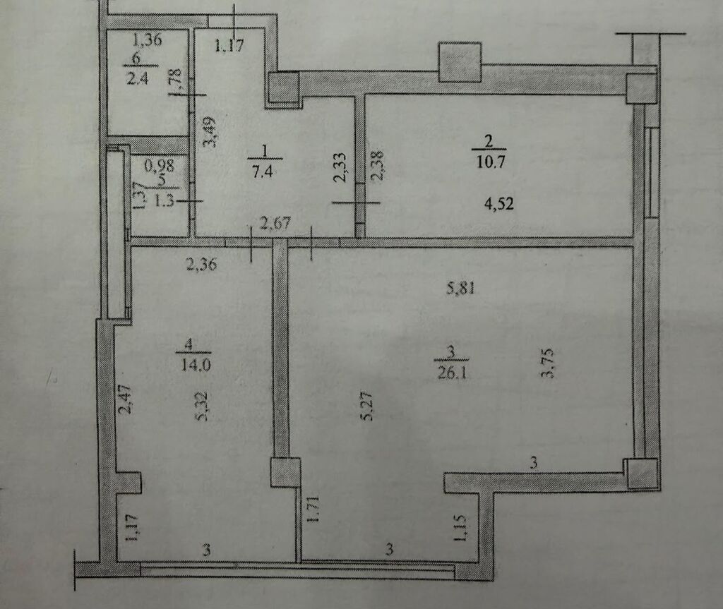 2 комнаты, 62 м², 12 мкр Элитка, 7 этаж, Евроремонт: фото 7