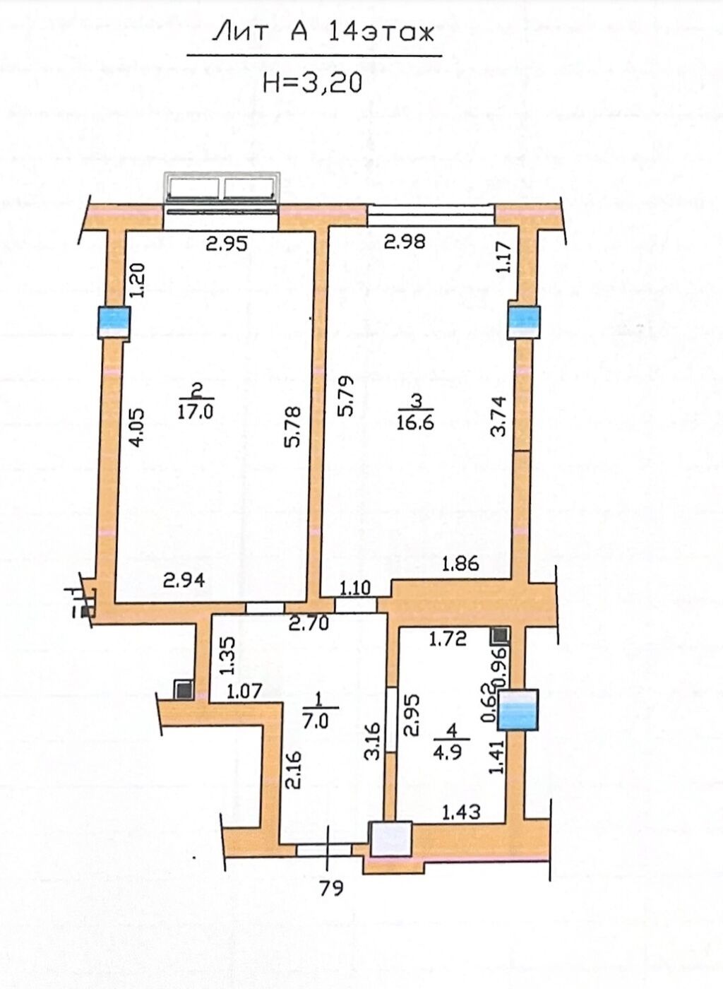 1 комната, 45 м², Средний Джал Элитка, 14 этаж, ПСО (под самоотделку): фото 7