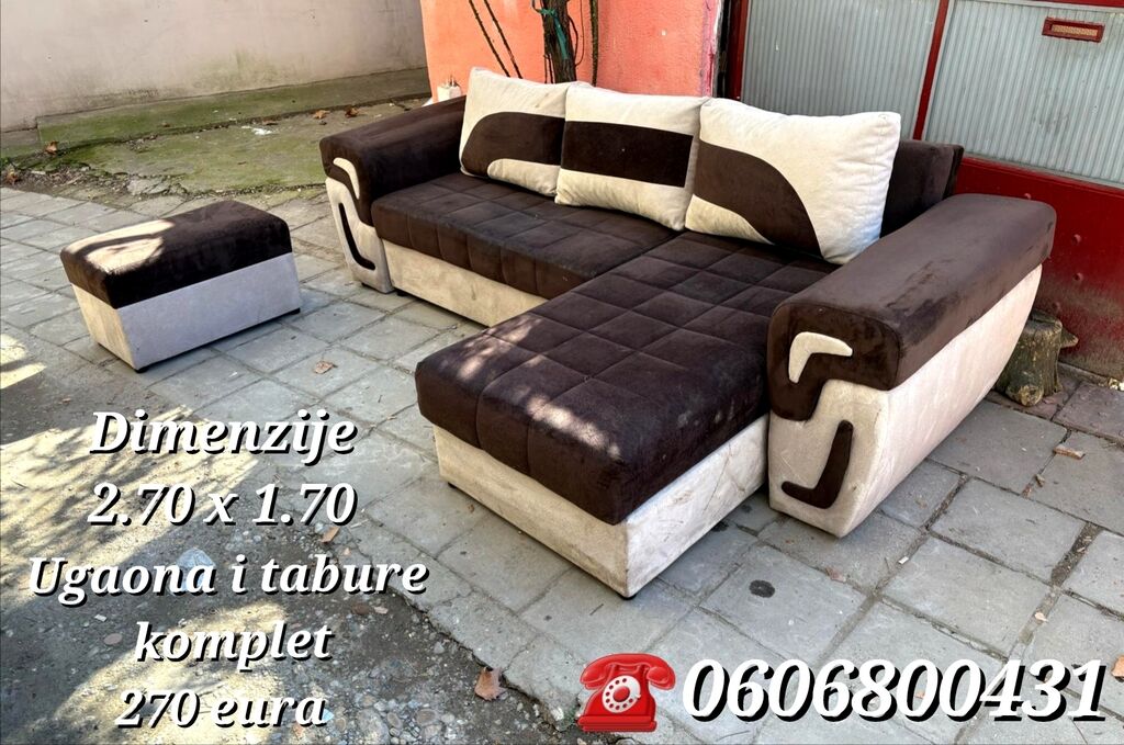 Ugaone garniture: UGAONA GARNITURA “FIGO “sa tabureom iz uvoza 🇷🇸🇩🇪 👉Ugaona se razvlači