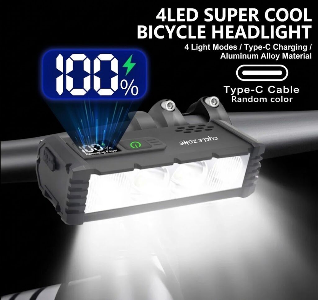 Фара для велосипеда 4LED Super Cool - Яркий передний свет с 4: фото 5