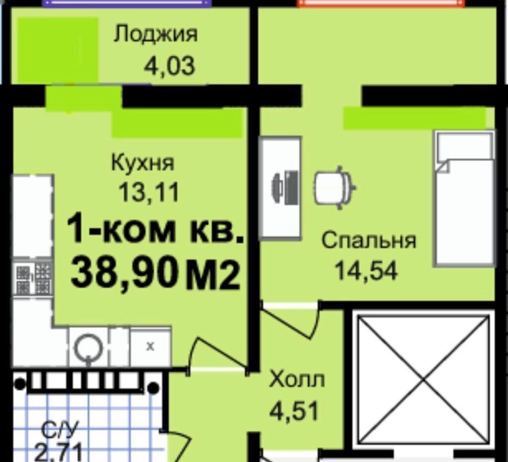 1 комната, 38 м², Технопарк Элитка, 5 этаж, Свежий ремонт: фото 6