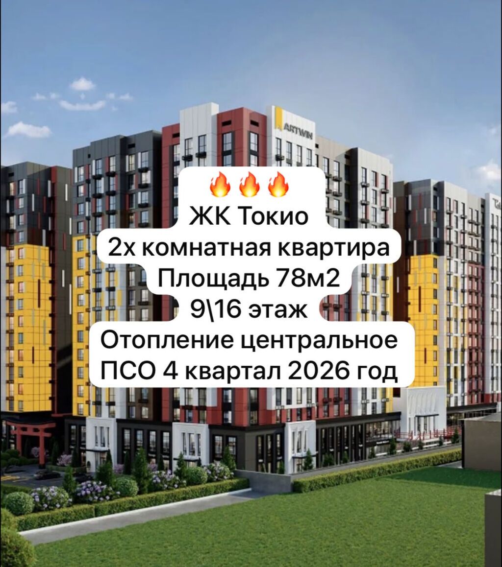 2 комнаты, 78 м², Технопарк Элитка, 9 этаж, ПСО (под самоотделку): фото 1