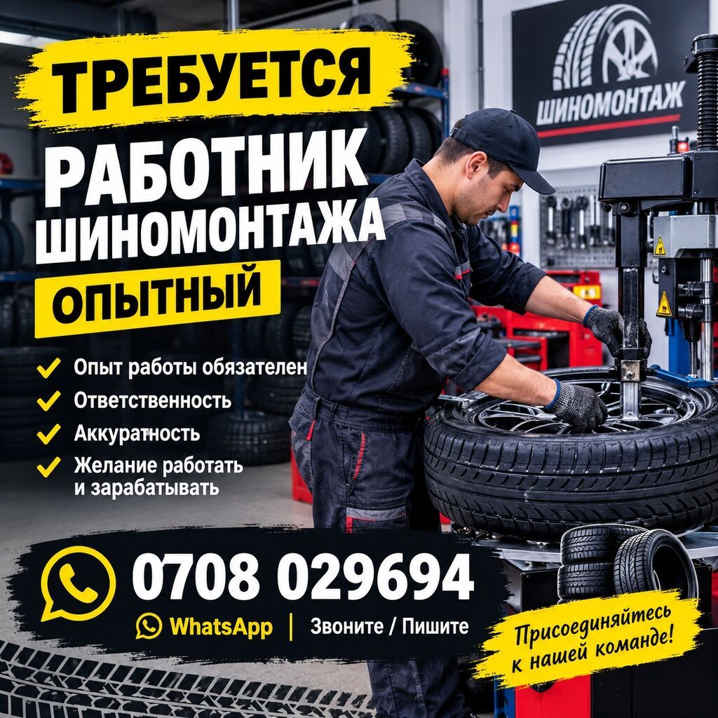 Опытный работник шиномонтажа