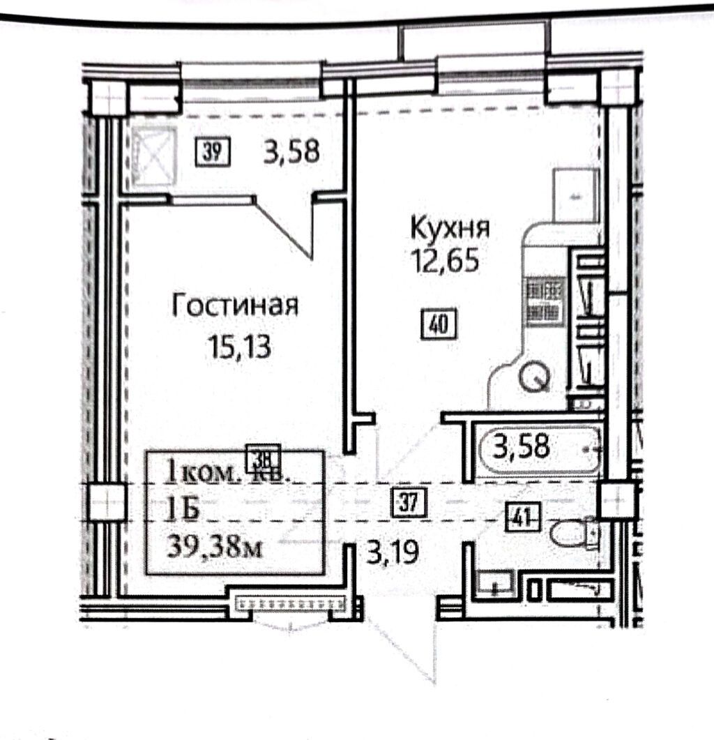 1 комната, 40 м², Асанбай мкр Элитка, 8 этаж, ПСО (под самоотделку): фото 2