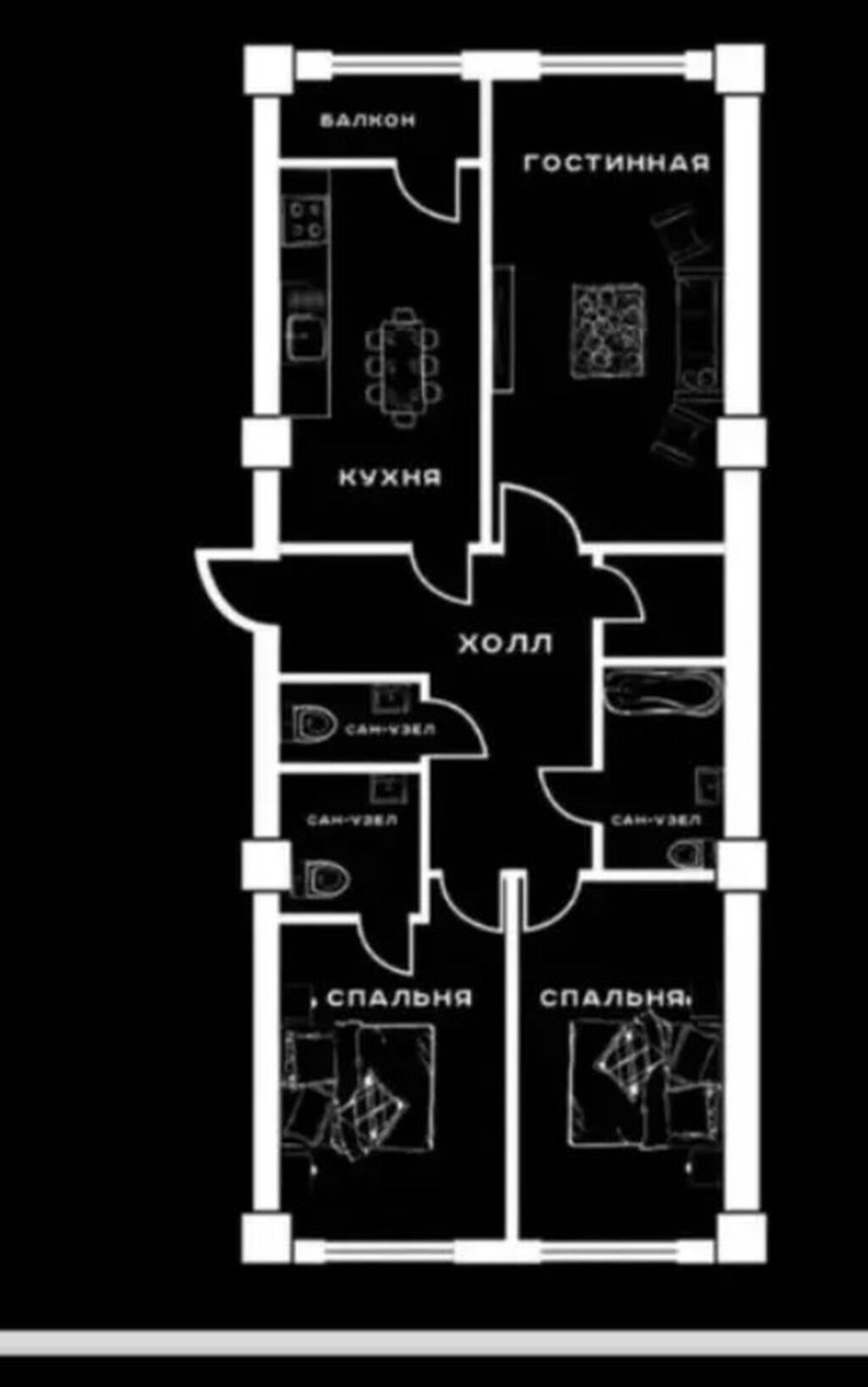 3 комнаты, 100 м², Асанбай мкр Элитка, 2 этаж, ПСО (под самоотделку): фото 2