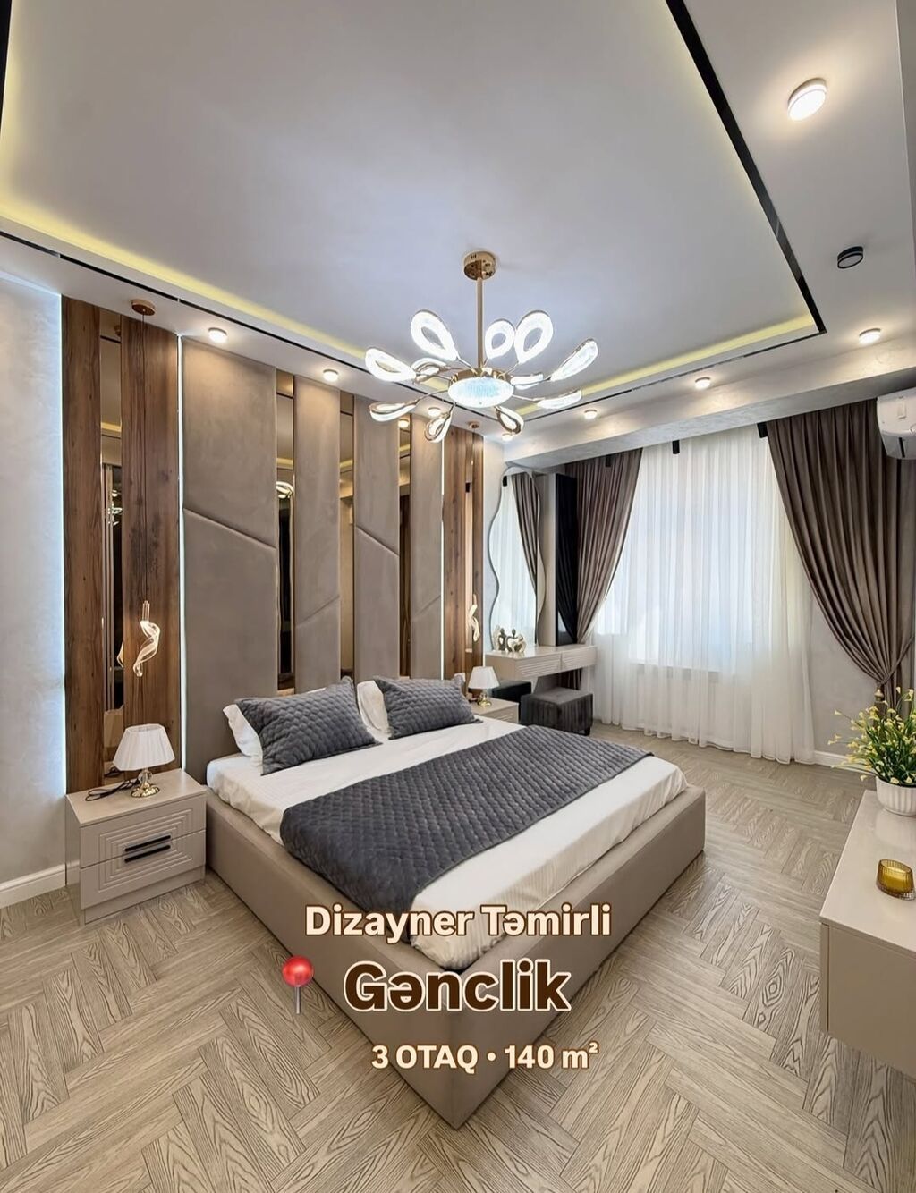 3 otaqlı, Yeni tikili, m. Gənclik, 140 kv. m