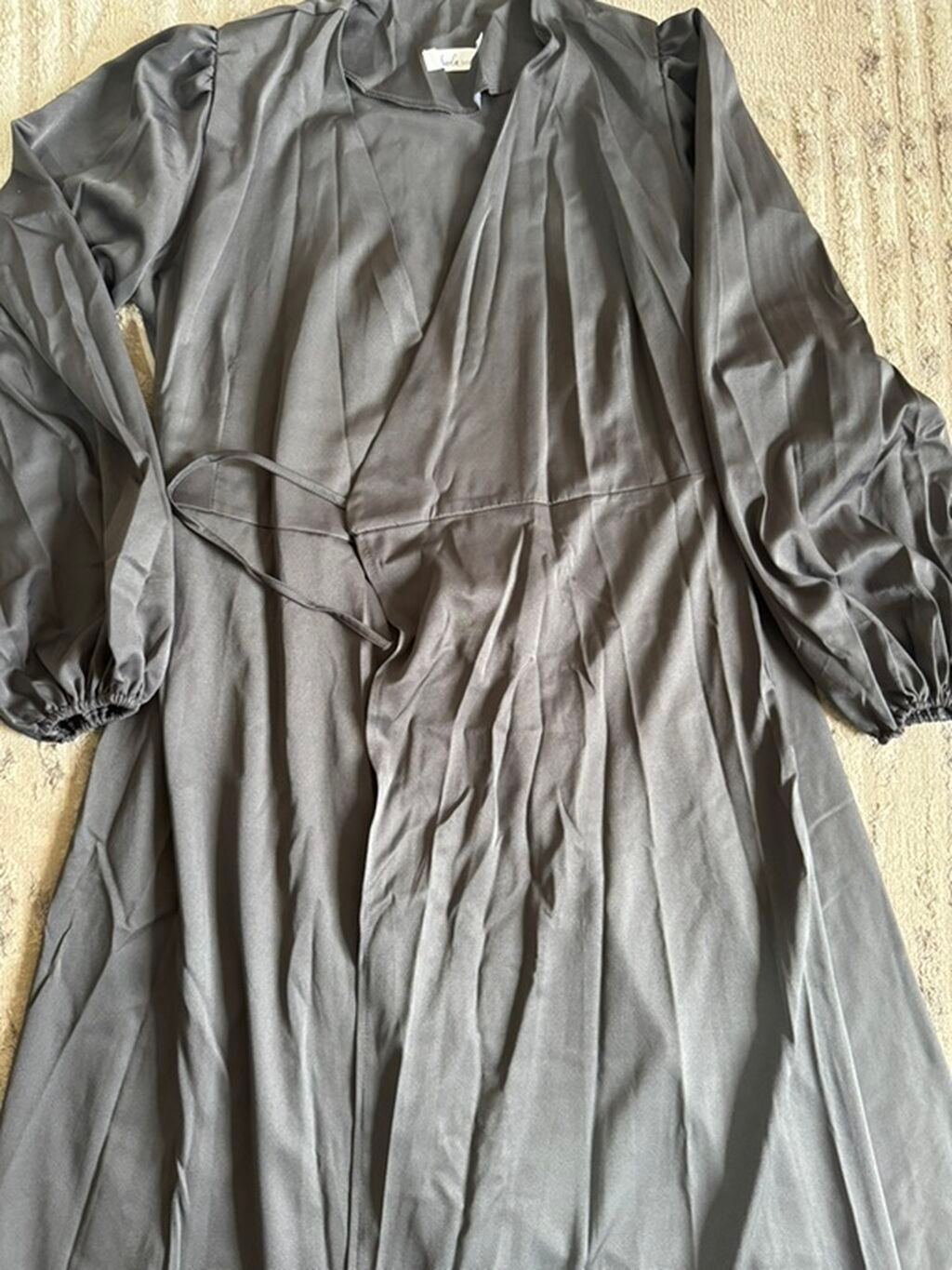Повседневное платье, Турция, Осень-весна, Длинная модель, Атлас, M, L, XL: фото 6