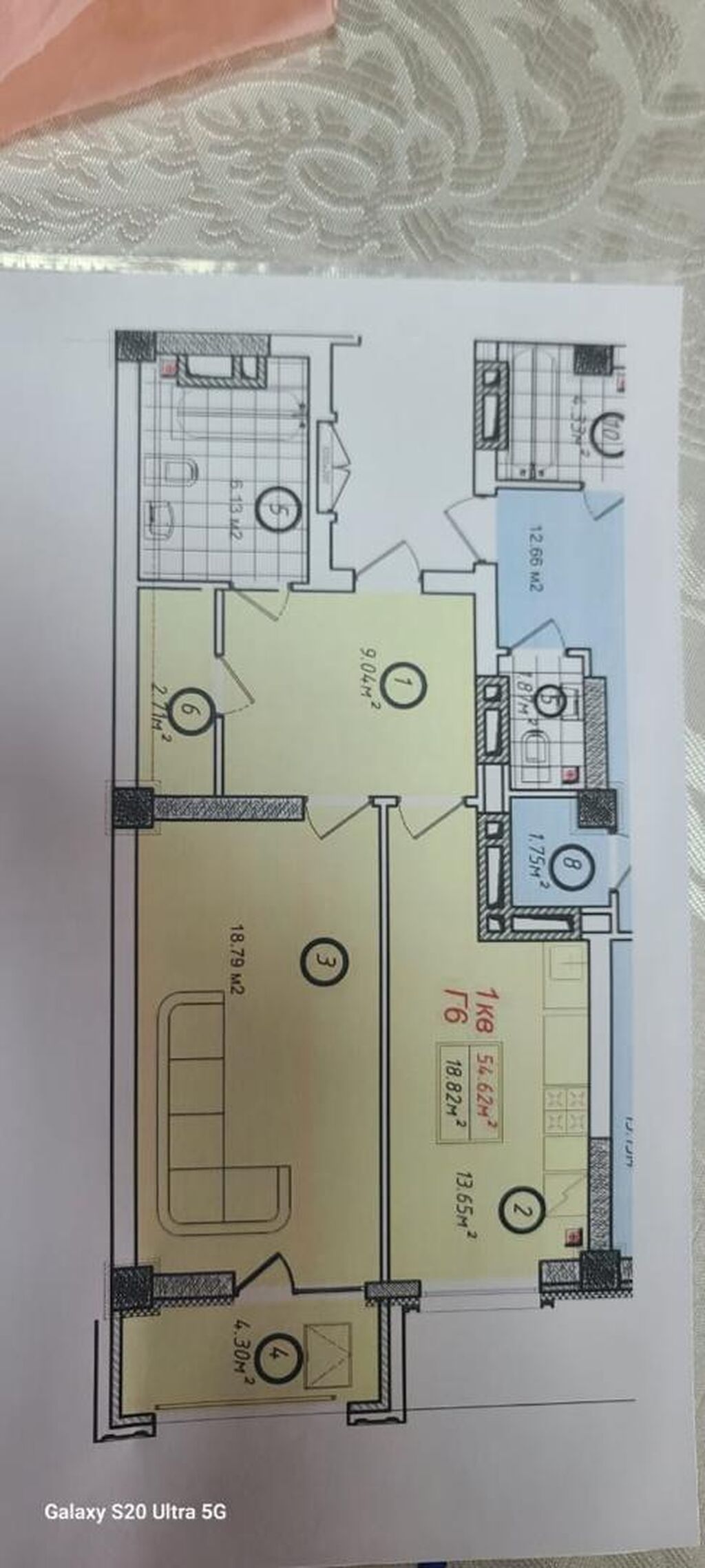 1 комната, 55 м², Асанбай мкр Элитка, 11 этаж, ПСО (под самоотделку): фото 2