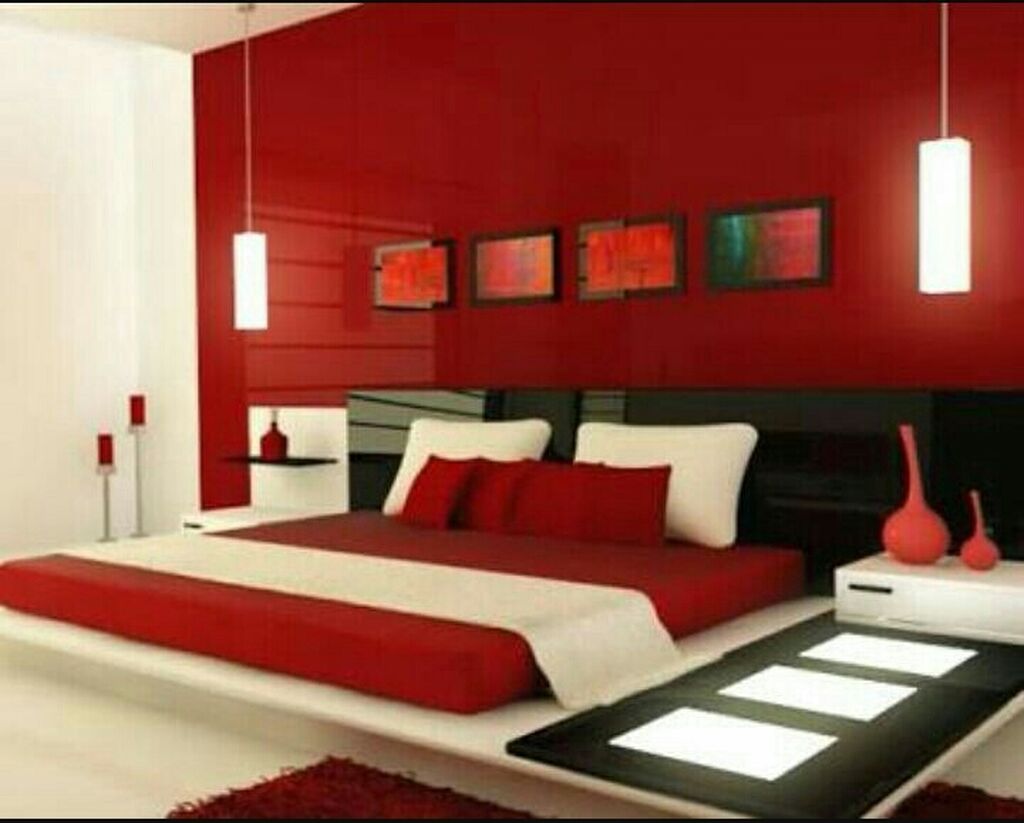 Дизайн спальни в красном тоне