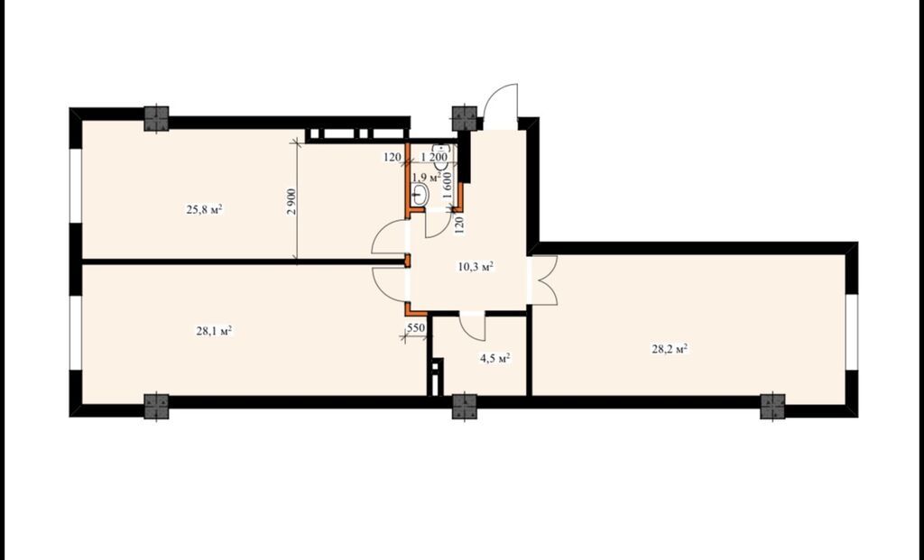 2 комнаты, 85 м², Элитка, 12 этаж, ПСО (под самоотделку): фото 5