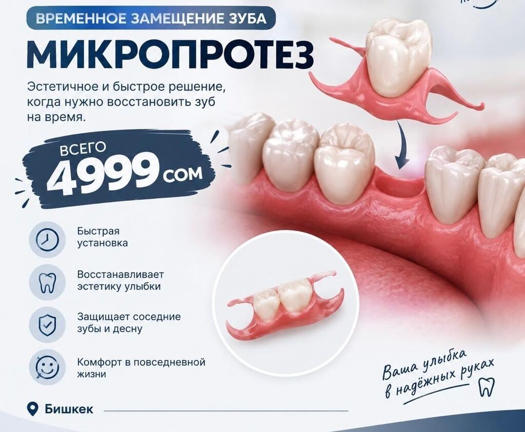 Микропротез — временная замена утраченного зуба. - Эстетичное и