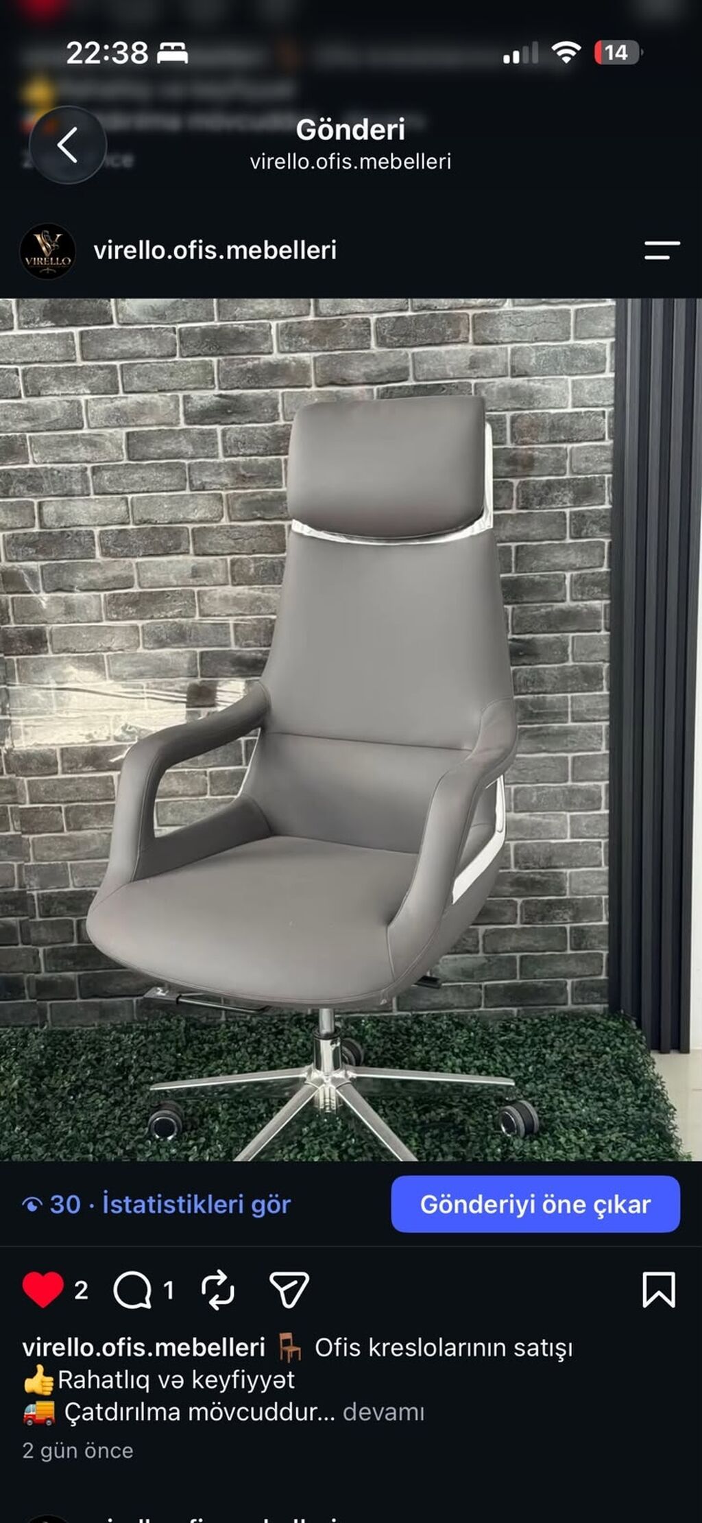 Ofis kreslosu – ergonomik və modern dizayn - Material: yumşaq süni