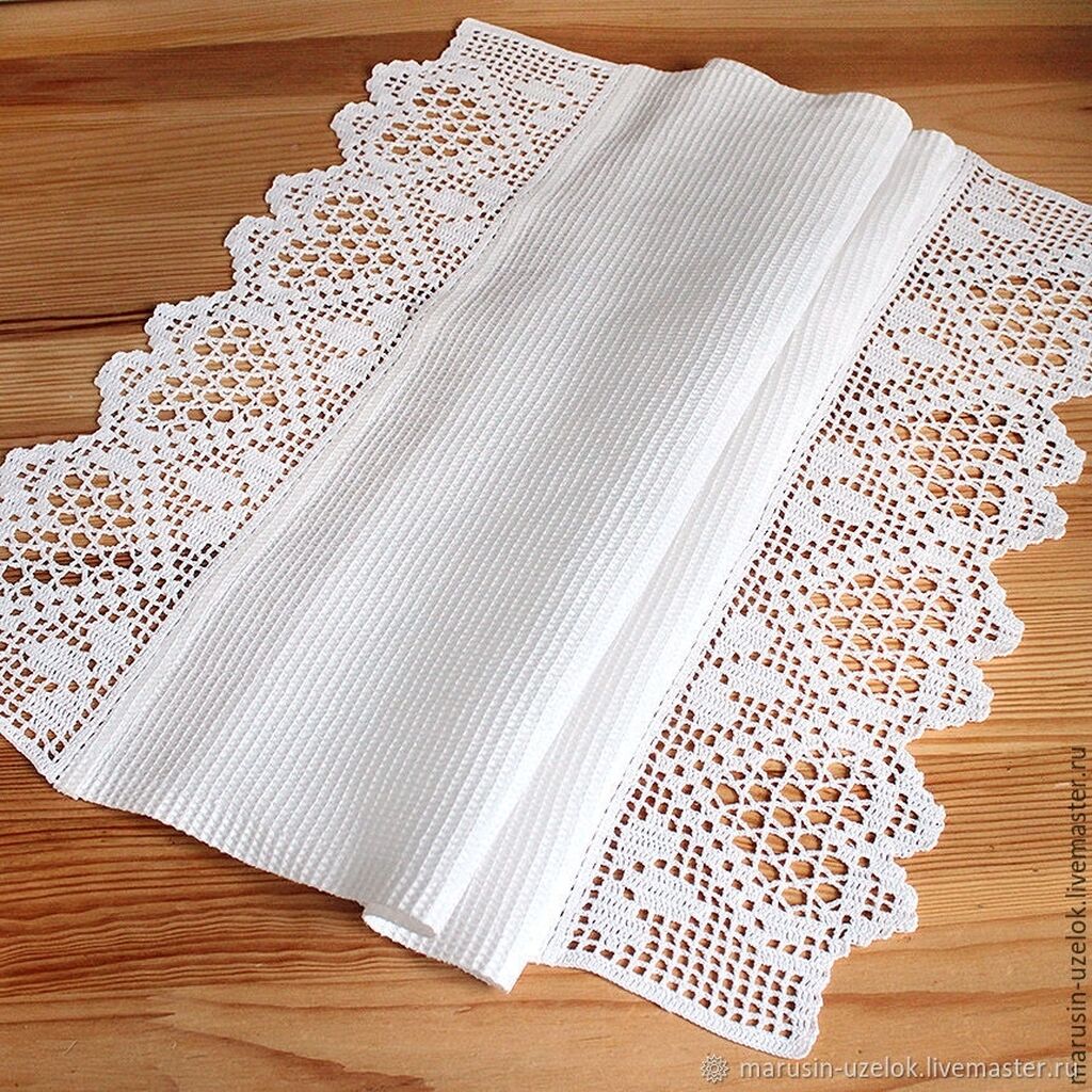 кухонное полотенце с кружевом. полотенце с кружевной каймой. покрывала хлопок с кружевом. вафельное кружево. вафельные кружева.
