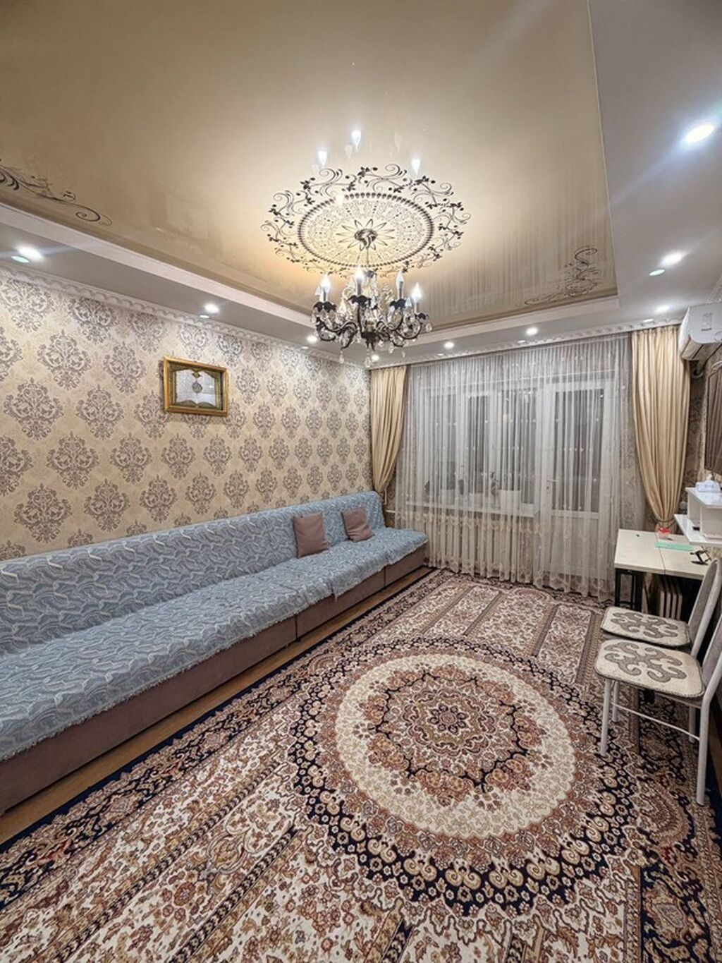 3 комнаты, 60 м², Кудайберген авторынок 105 серия, 1 этаж, Дизайнерский ремонт: фото 1