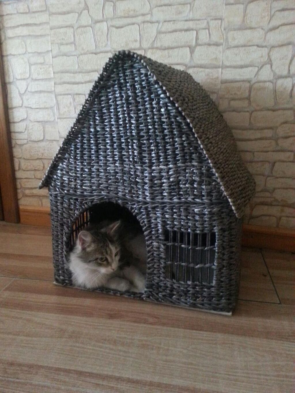 Кошкин дом.Плетенный ручная работа. Выс.52.шир.30см.дл.43см. Цена 2200: фото 2