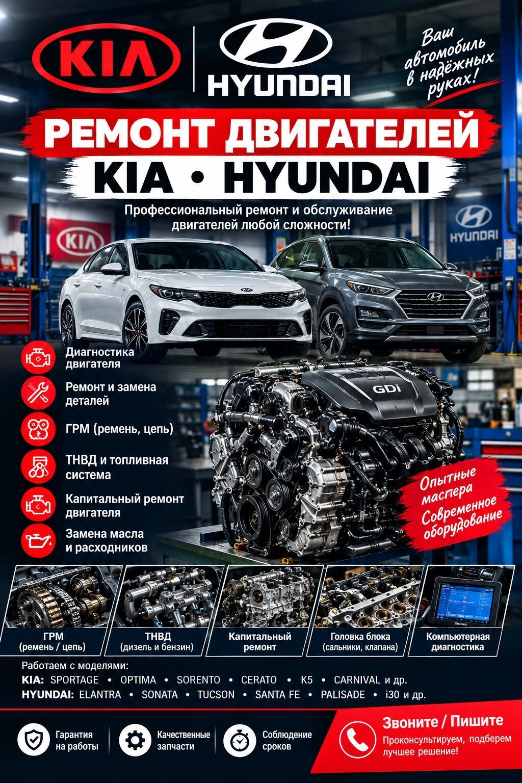 Ремонт двигателей KIA и HYUNDAI Профессиональный ремонт и