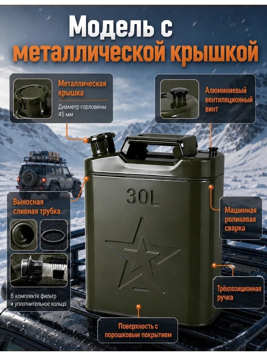 Металлическая канистра 30 л - Назначение: для хранения и перевозки: фото 8