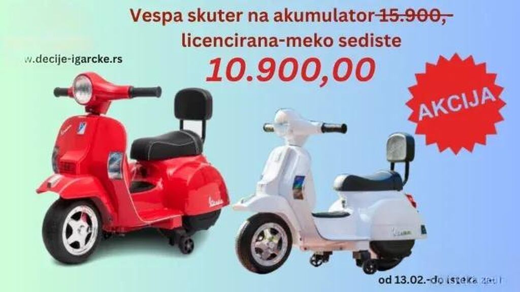 Dečiji električni automobili: Vespa dečiji skuter na akumulator – licencirani model sa mekim na lalafo.rs Dečiji električni automobili: Vespa dečiji skuter na akumulator – licencirani model sa mekim