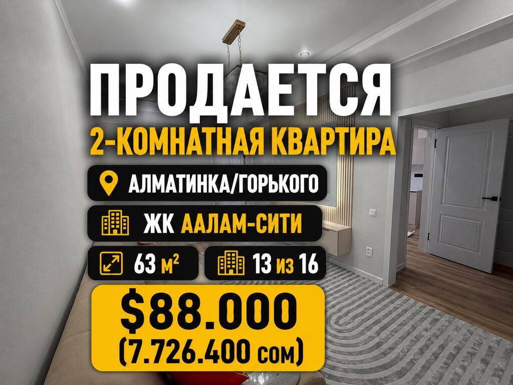 2 комнаты, 63 м², Технопарк Элитка, 13 этаж, Свежий ремонт: фото 1