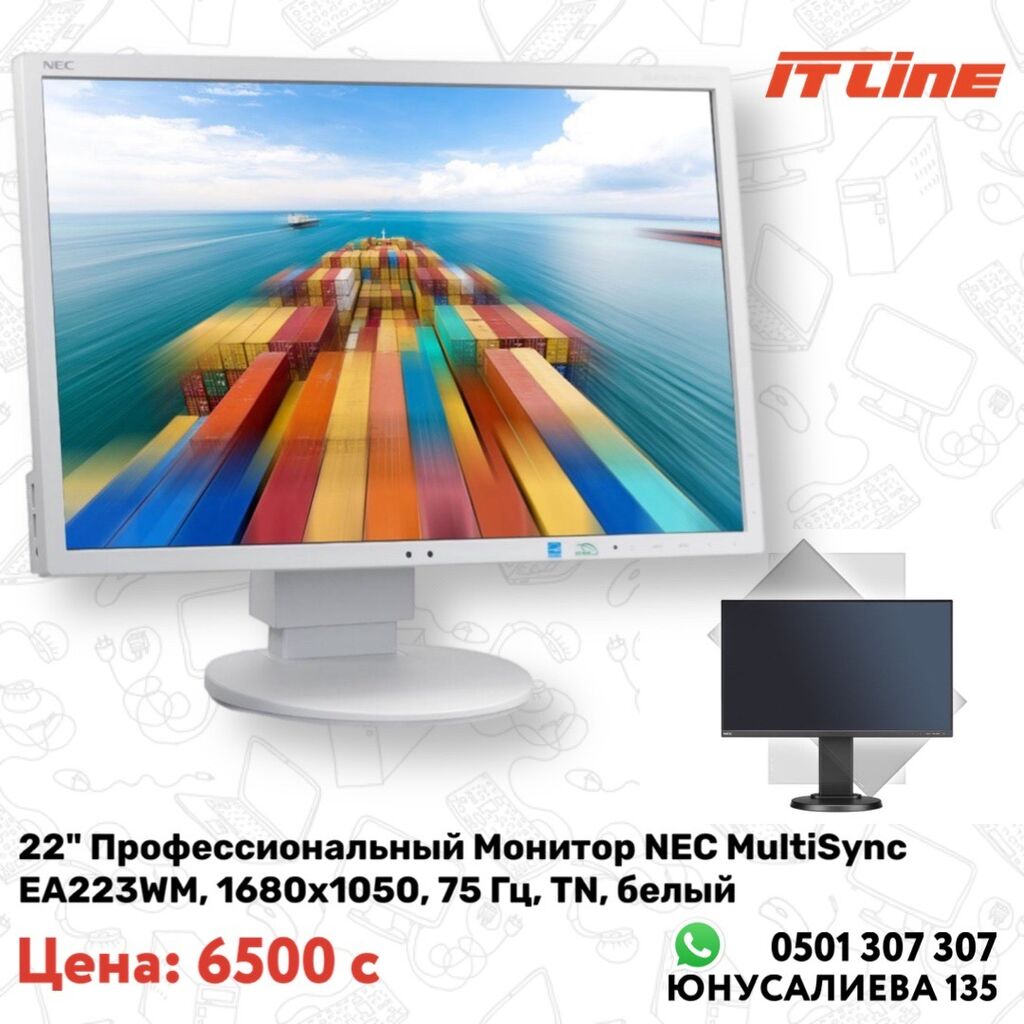 22" Профессиональный Монитор NEC MultiSync EA223WM,: 2800 KGS Мониторы ...