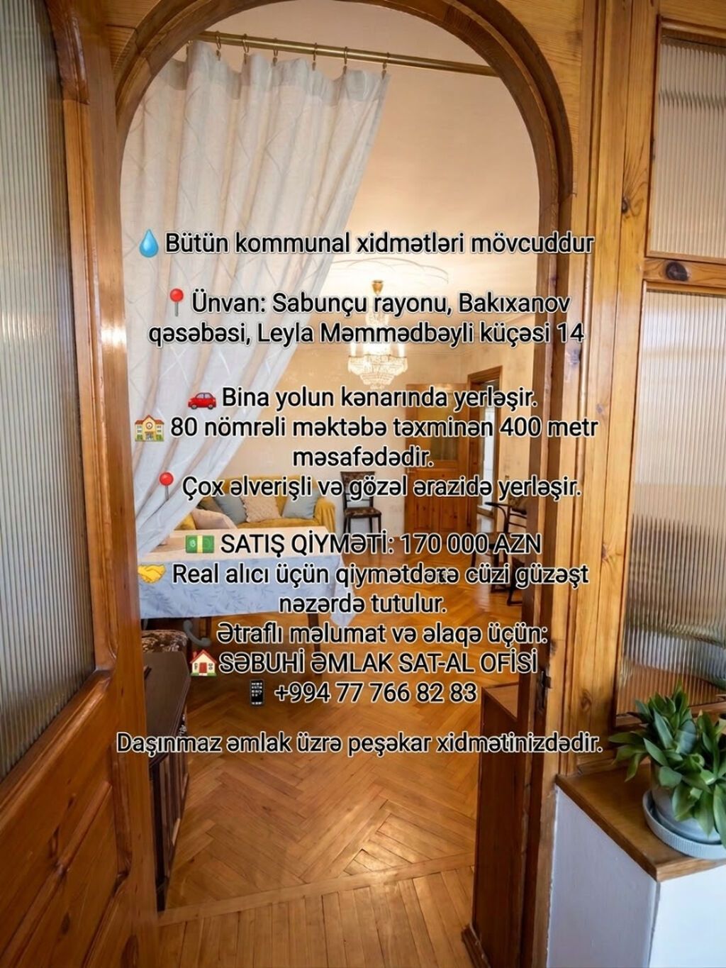 Tecili kupcali 3 otaqli bina evi satilir Sabuncu rayonu Bakıxanov