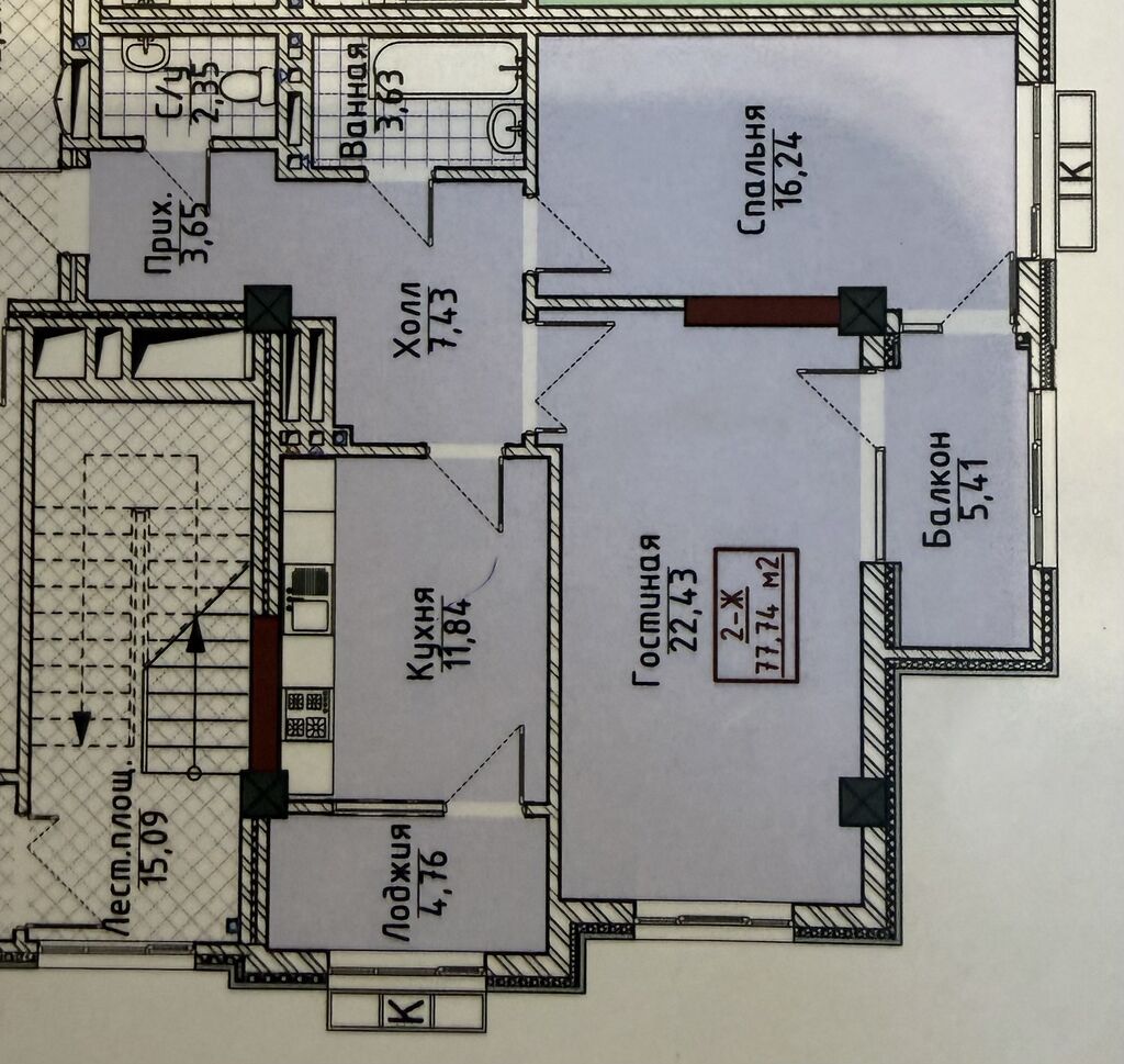 2 комнаты, 78 м², Элитка, 11 этаж, ПСО (под самоотделку): фото 3