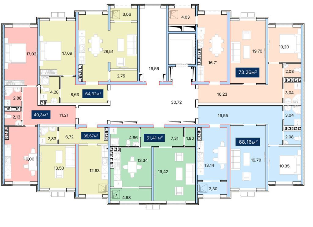 2 комнаты, 73 м², Ошский рынок / базар Элитка, 4 этаж, ПСО (под самоотделку): фото 4