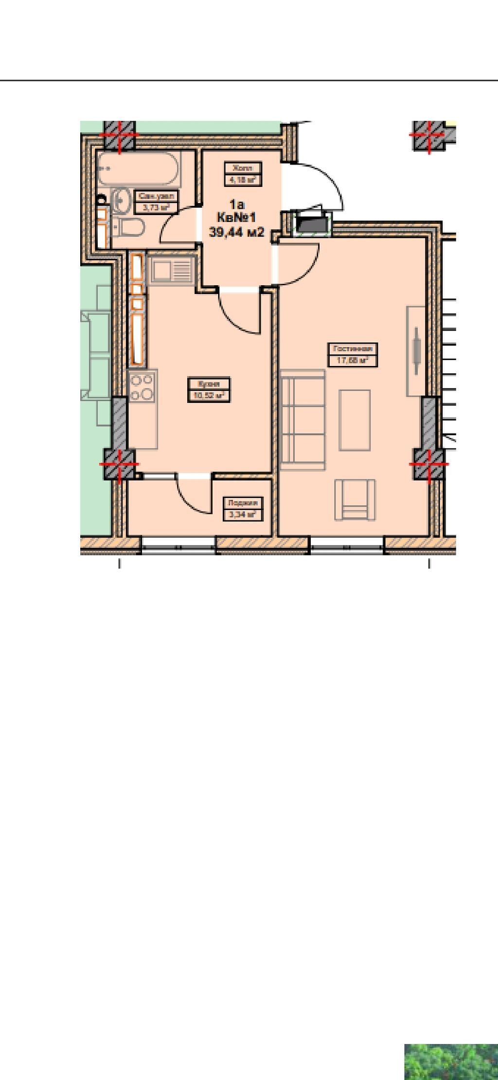 1 комната, 40 м², Асанбай мкр Элитка, 9 этаж: фото 3