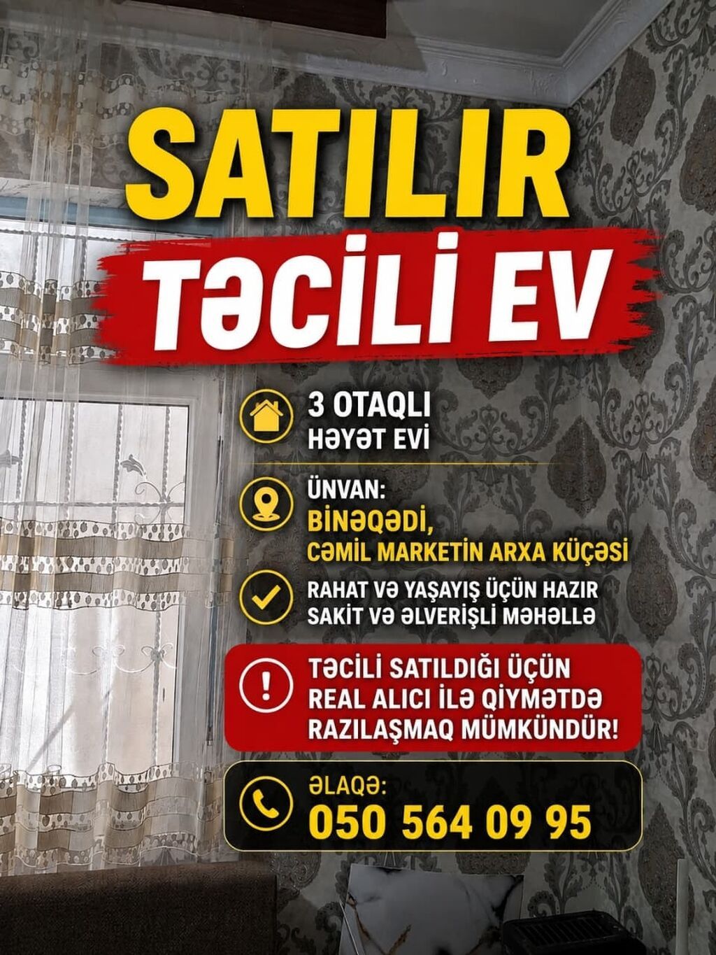 3 otaqlı, 95 kv. m, Kredit yoxdur, Yeni təmirli