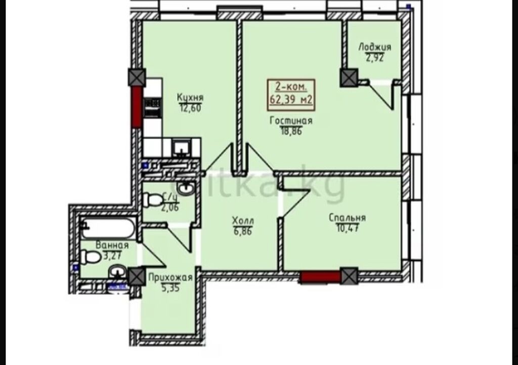 Срочно продается 2-комнатная квартира, Восток-5, 62 м²