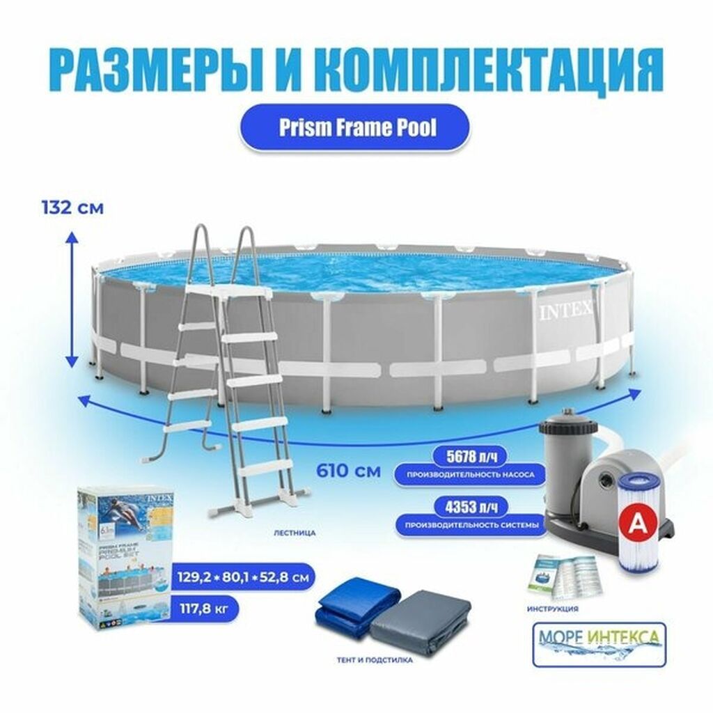 610/132см. Intex 26756 Каркасный бассейн Prism Frame 32695л: фото 2