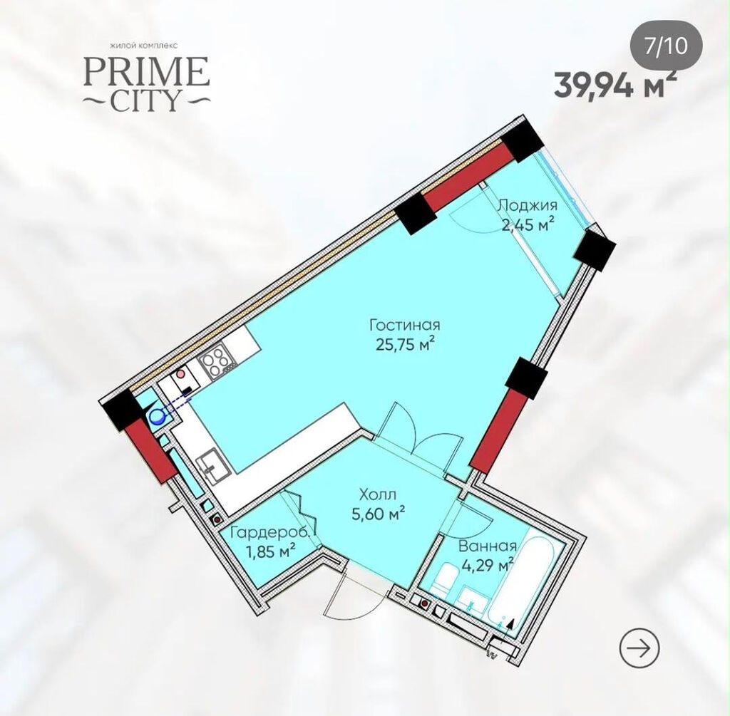 1 комната, 42 м², 6 мкр: фото 3